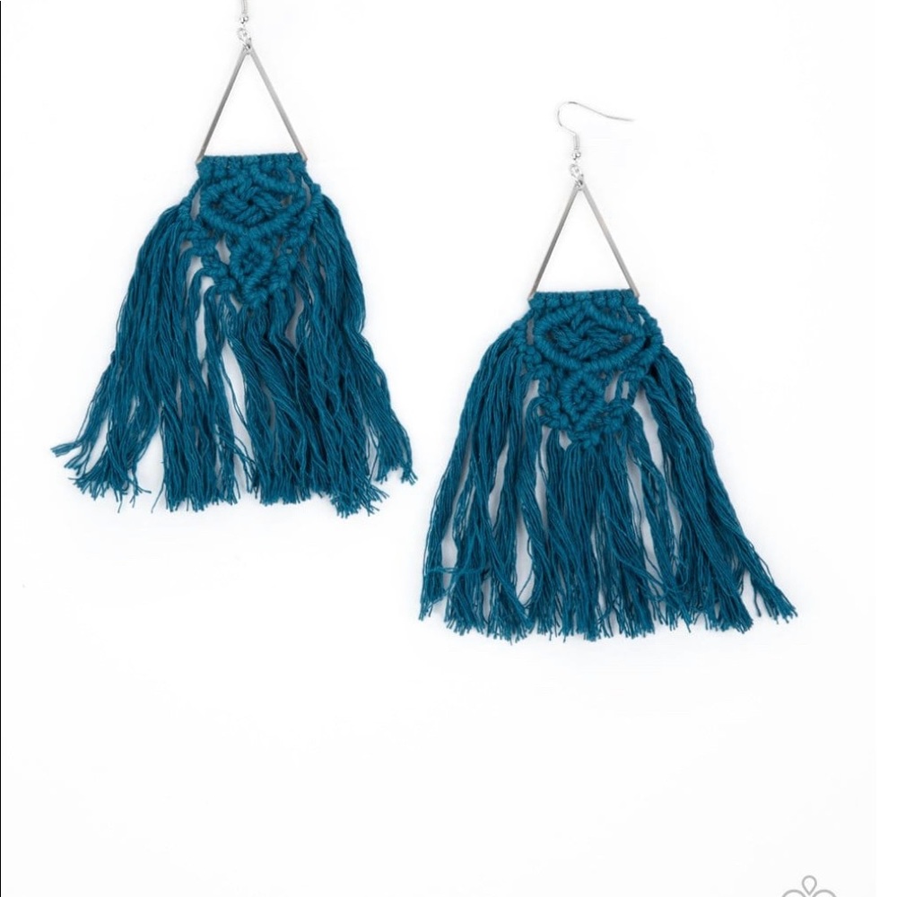 Modern Day Macrame Blue Earrings